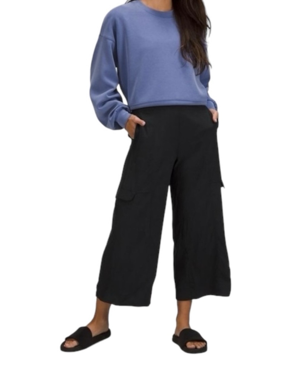 Lululemon Metropolis Maven High Rise crop Wide Leg Pants soft Black 10 cargo